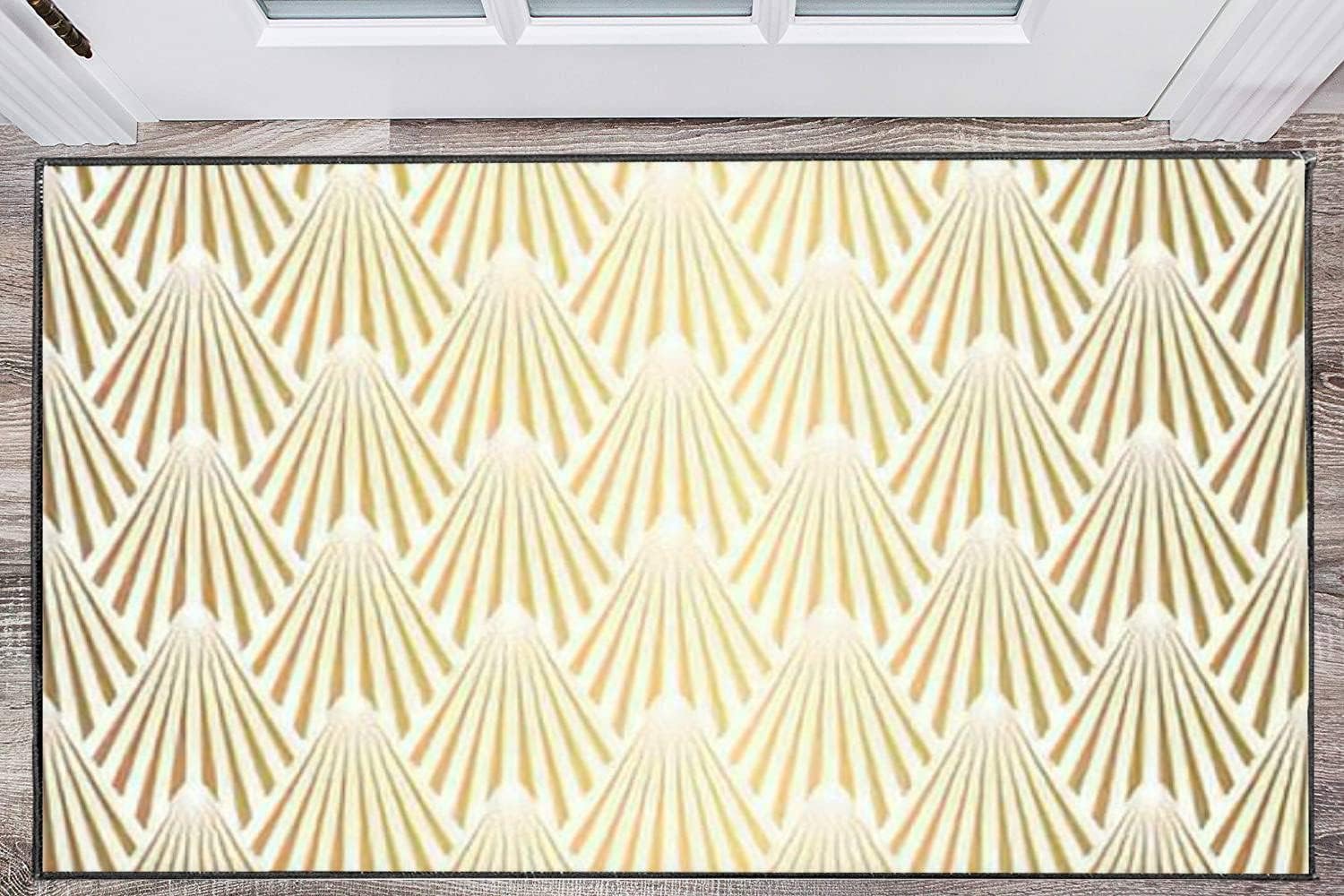 Modern 3D Seamless Area Rug with Gold Shells Design
