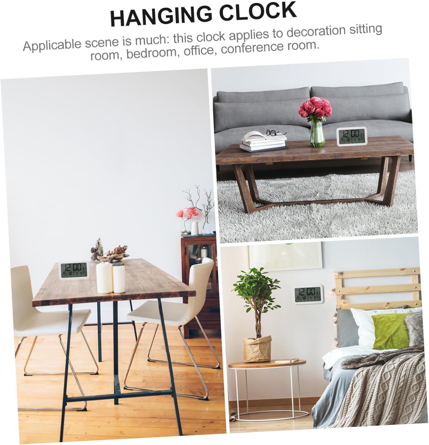 NOLITOY Display Digital Alarm Clock with Temperature and Humidity Multi-Function Wall Clock for Home and Office