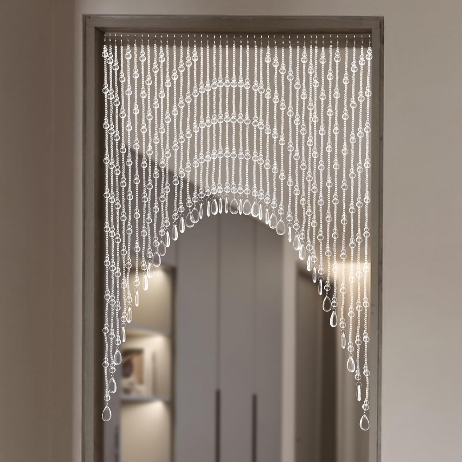 Crystal Beaded Curtain with Hooks for Doorway