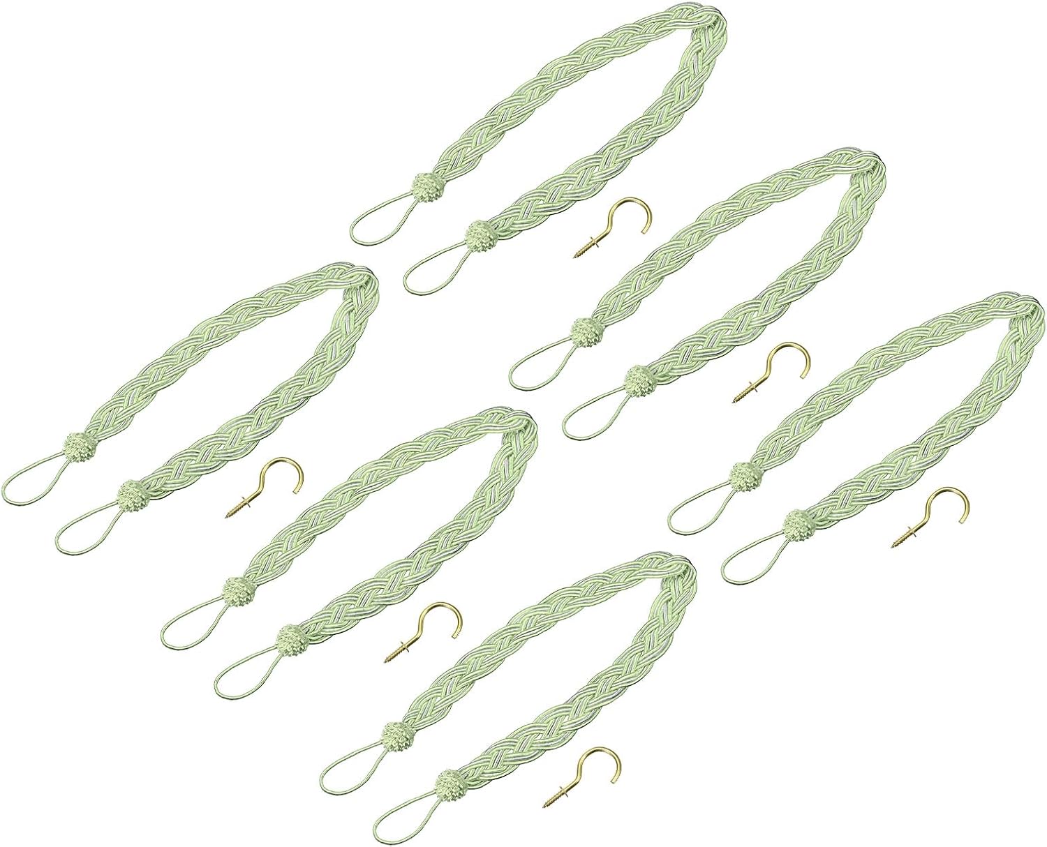 Uxcell 6Pcs Curtain Tiebacks Green Silver