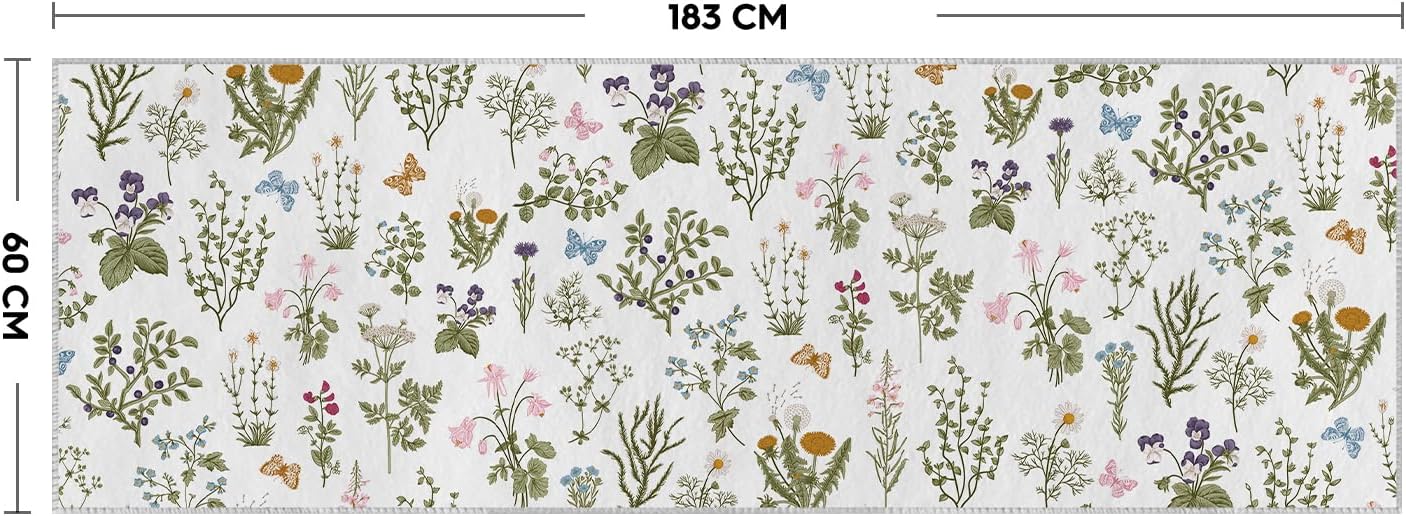 Artoid Mode Wild Floral Antique Herbs Runner Rug