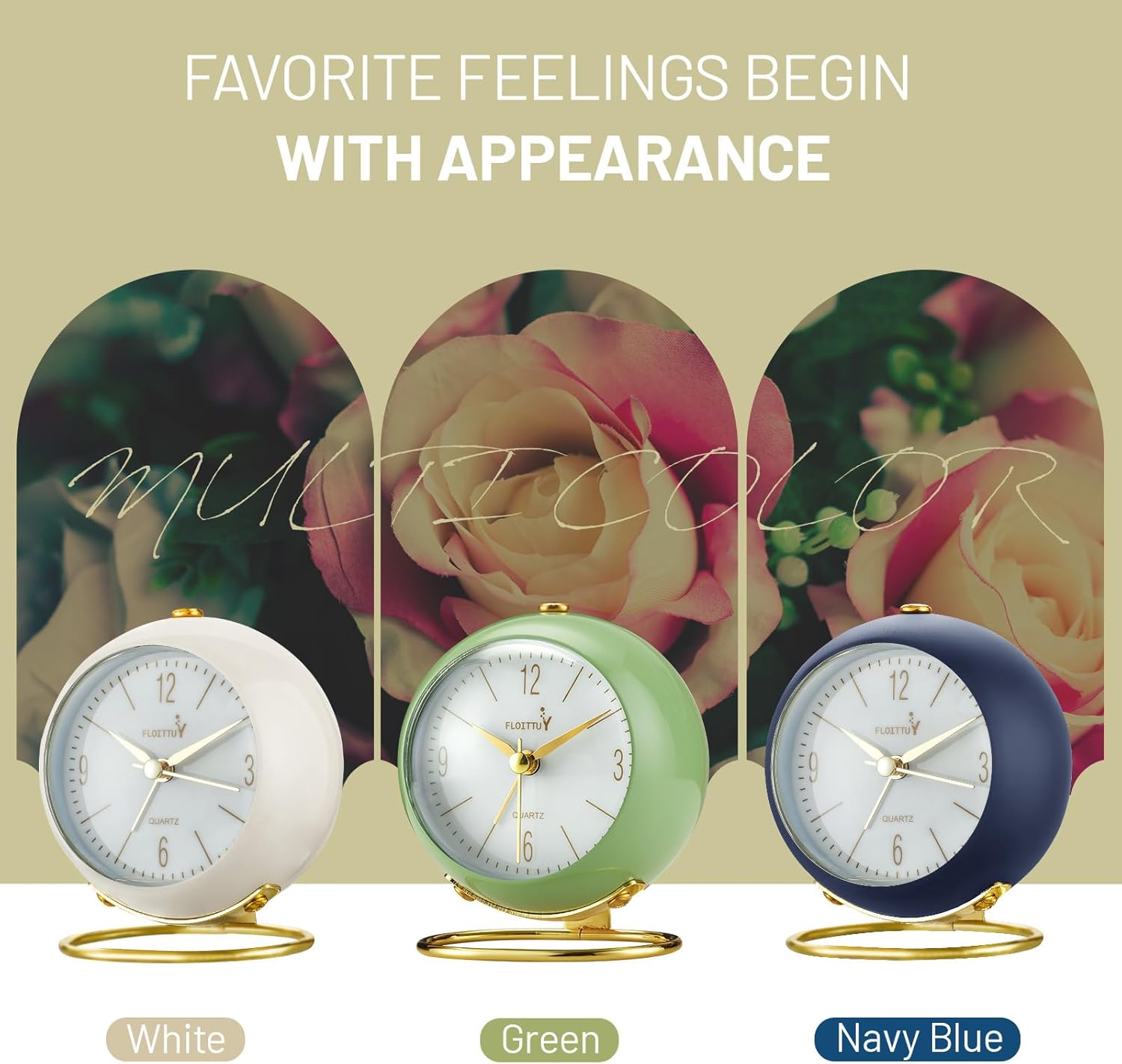 Silent Table Analog Alarm Clock with Night Light and Beep Sound