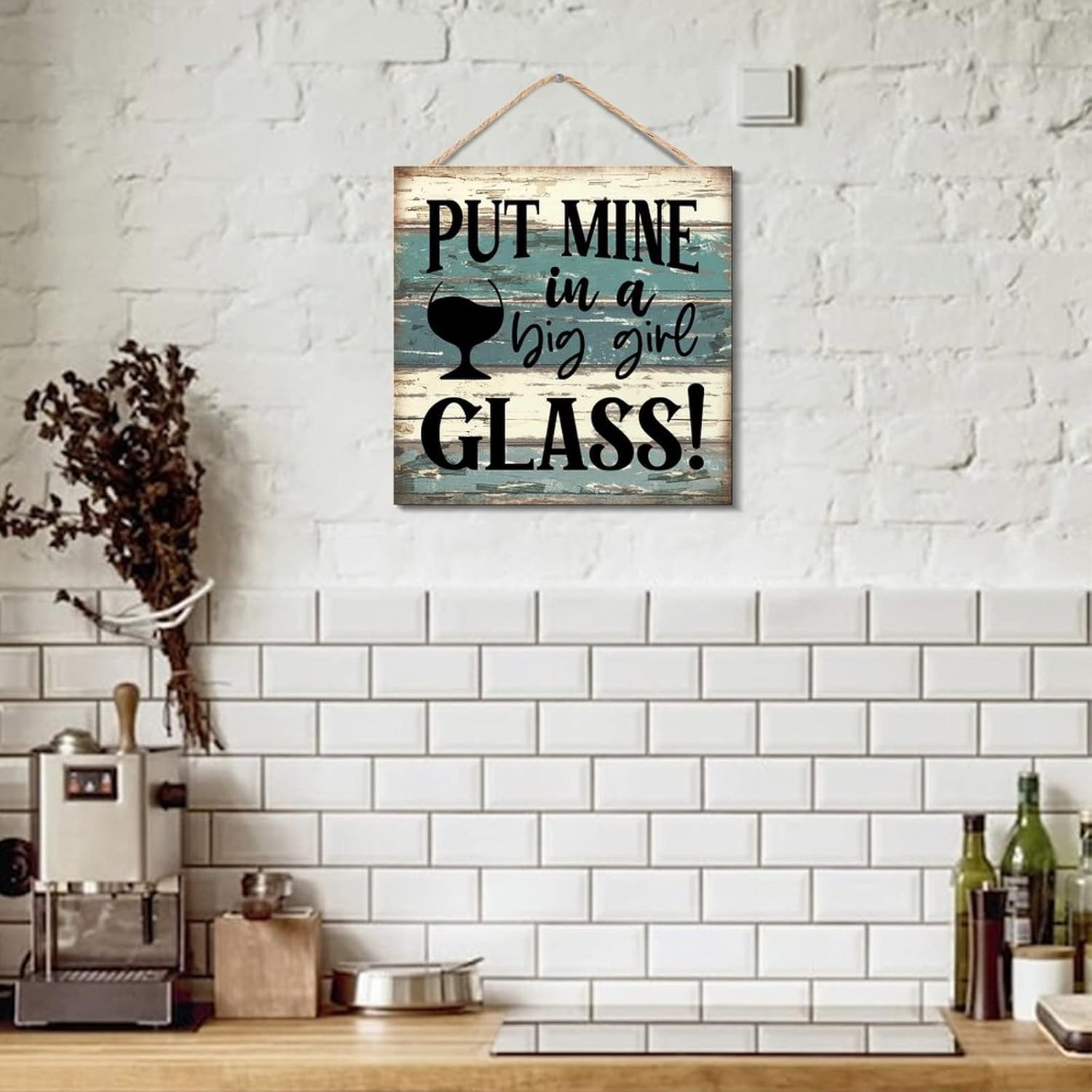 Big Girl Glass Hanging Wooden Sign Rustic Wood Plaque 12x12