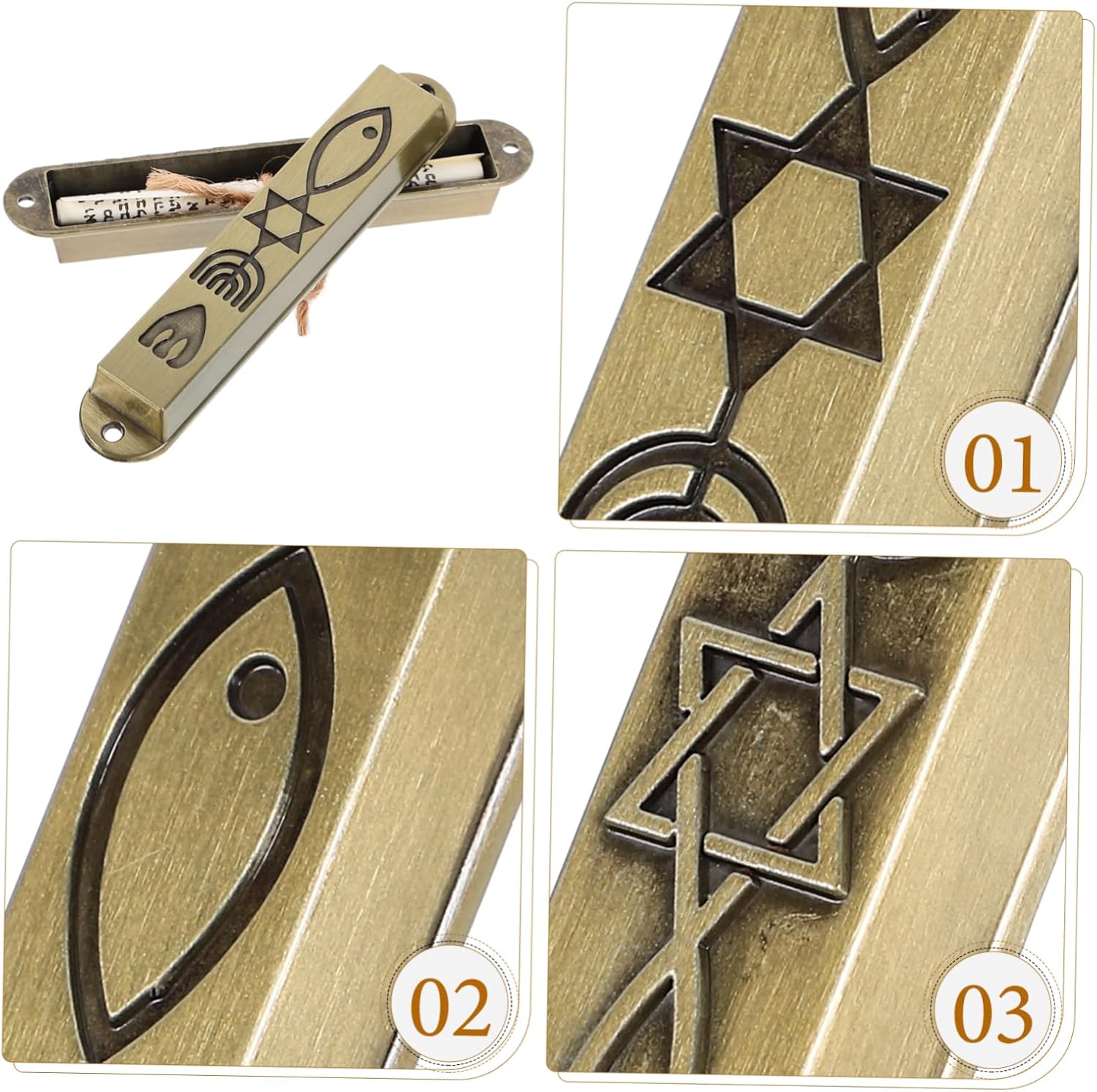 2pcs Metal Mezuzah Door Decor Holy Scroll for Home Blessing and Protection