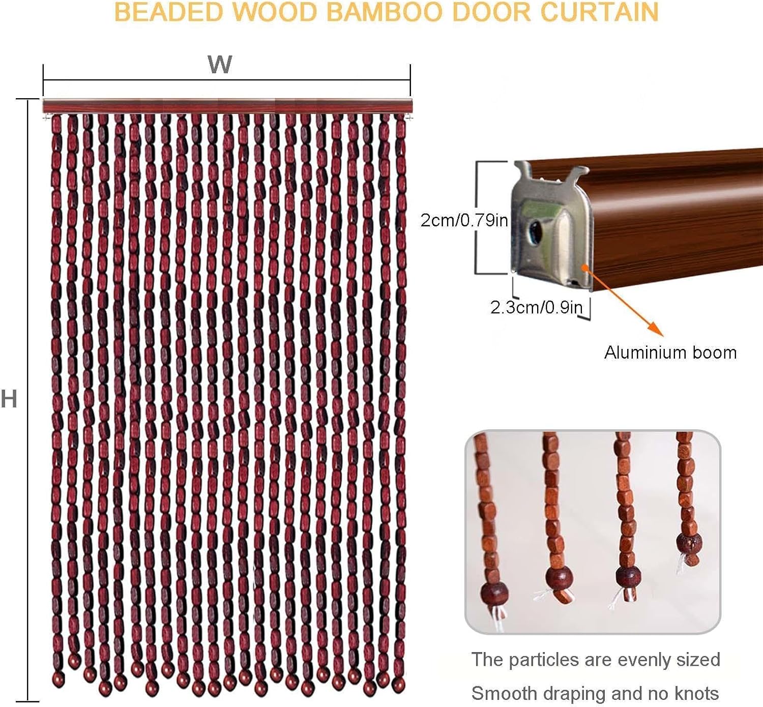 Wooden Beaded Bamboo Door Curtain 60-140 Strings