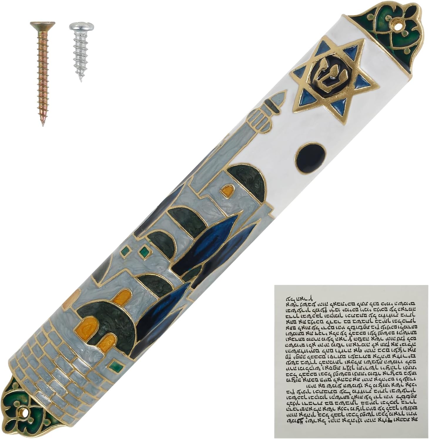 Hand Painted Mezuzah Zinc Alloy Enamel Decorative Mezuzah Colorful