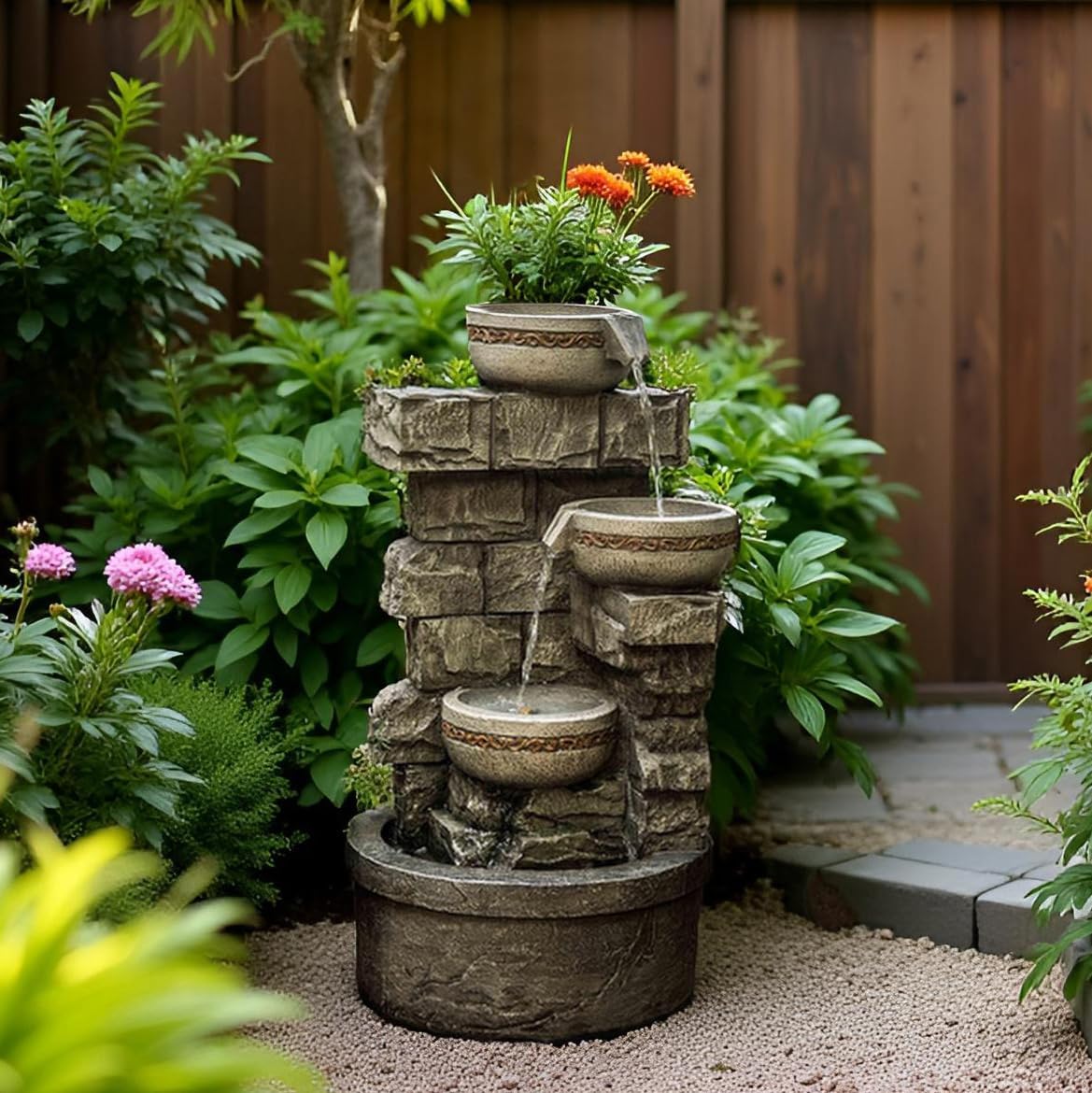 Cheng Pin 3 Tiered Resin Waterfall Fountain