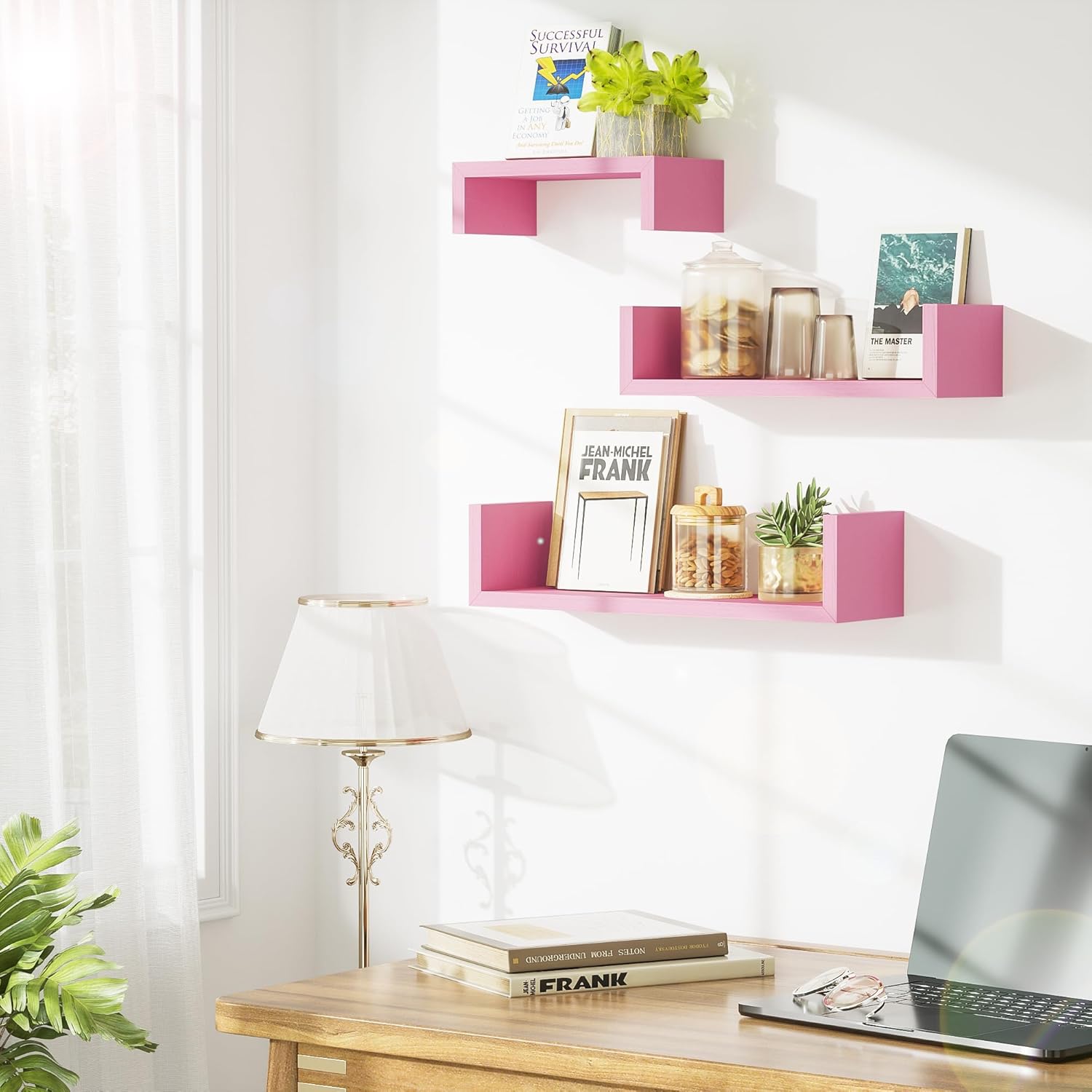 SRIWATANA Pink Floating Wall Shelves