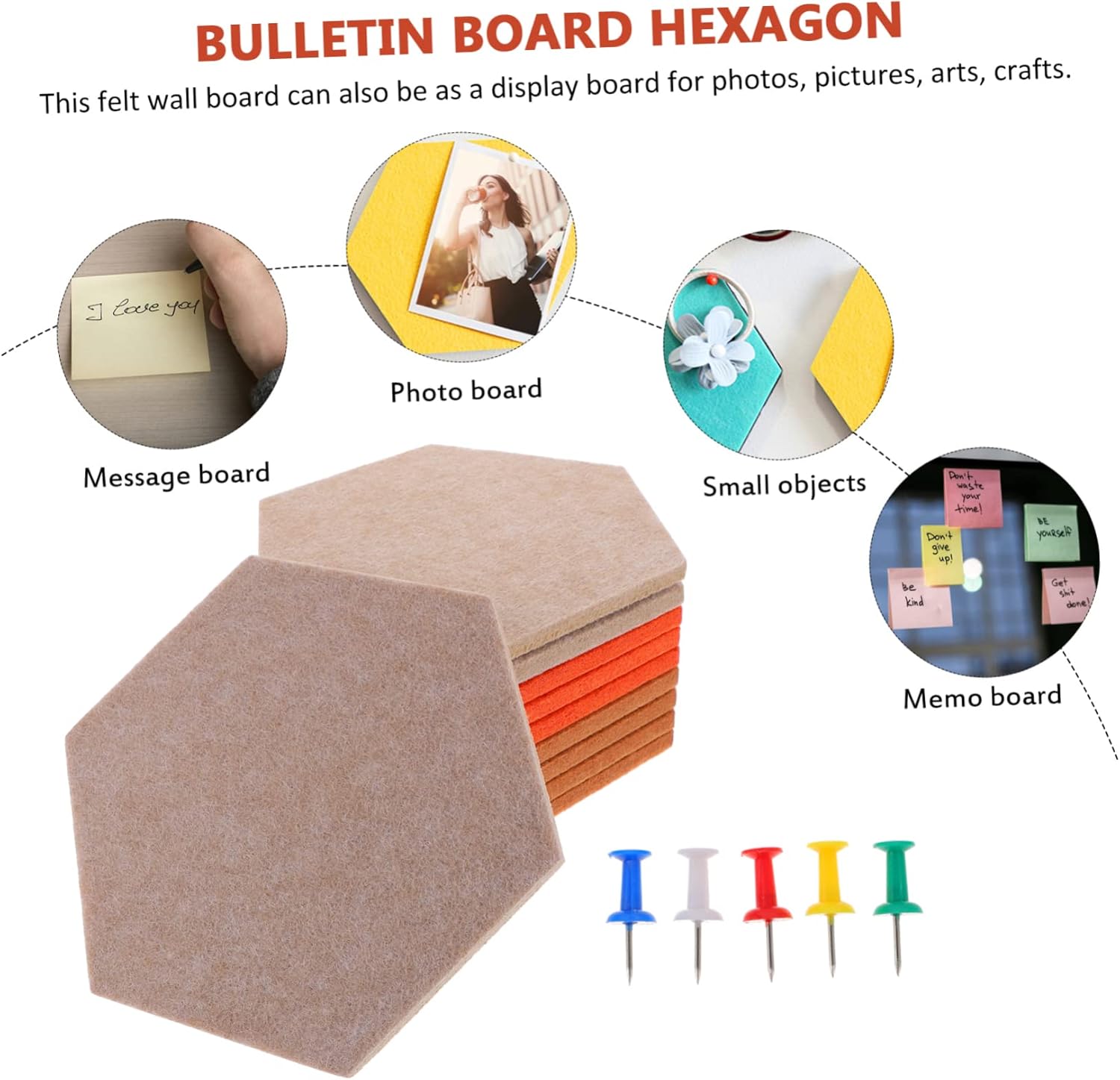 Hexagon Felt Bulletin Board Set for Home Office
