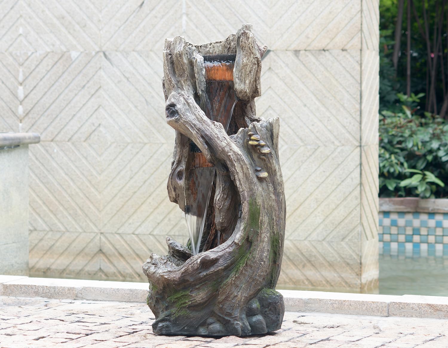 Kinsive Tree Trunk Fountain with Light for Indoor Outdoor Use