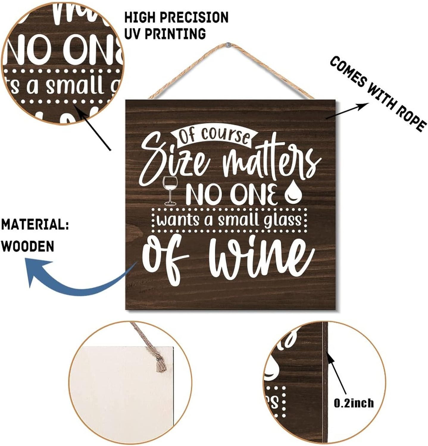 Wooden Wine Sign with Rustic Quotes for Farmhouse Decor