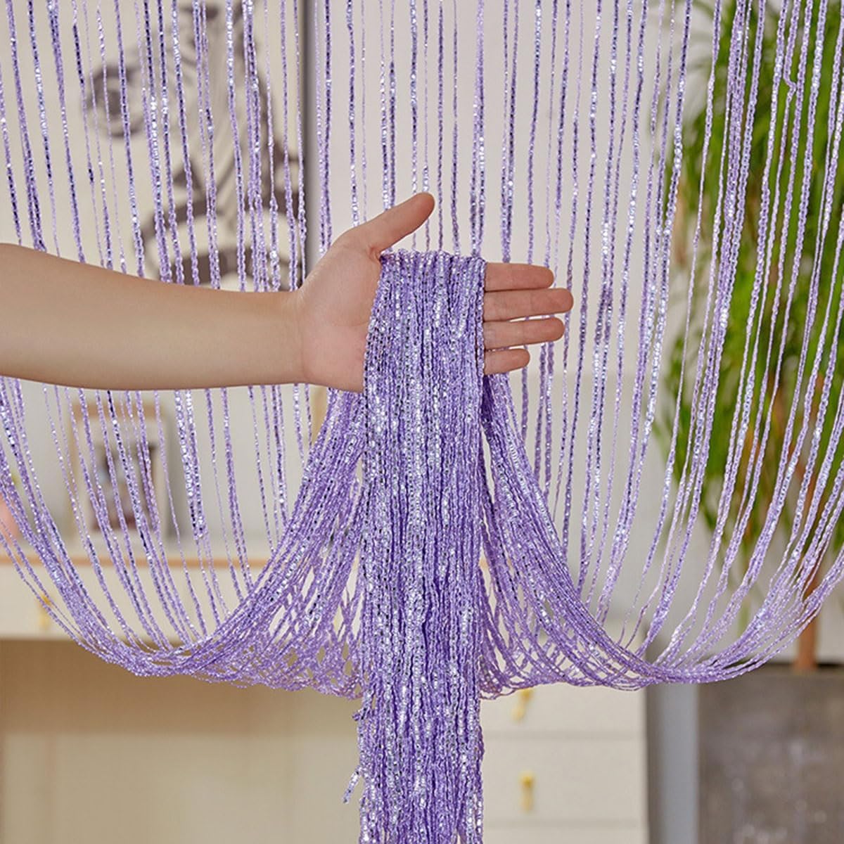 Purple Crystal Glass Bead Curtain for Doorways