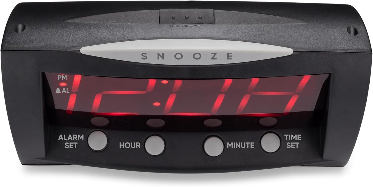 Westclox Digital Alarm Clock with Large Red LED Display and Oversized Snooze Bar