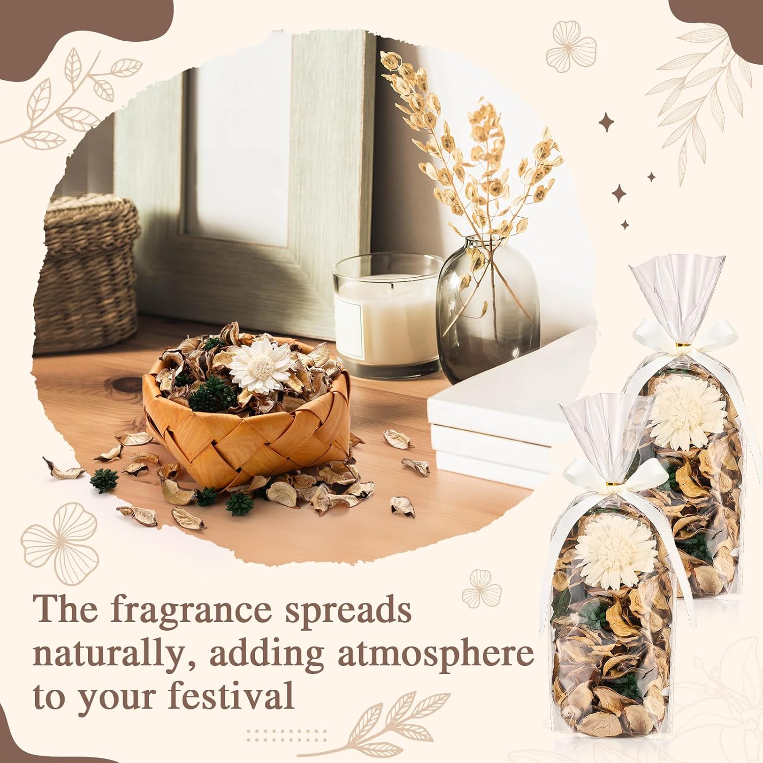 Nuanchu 6 Pcs White Potpourri Bags with Chrysanthemum Scent