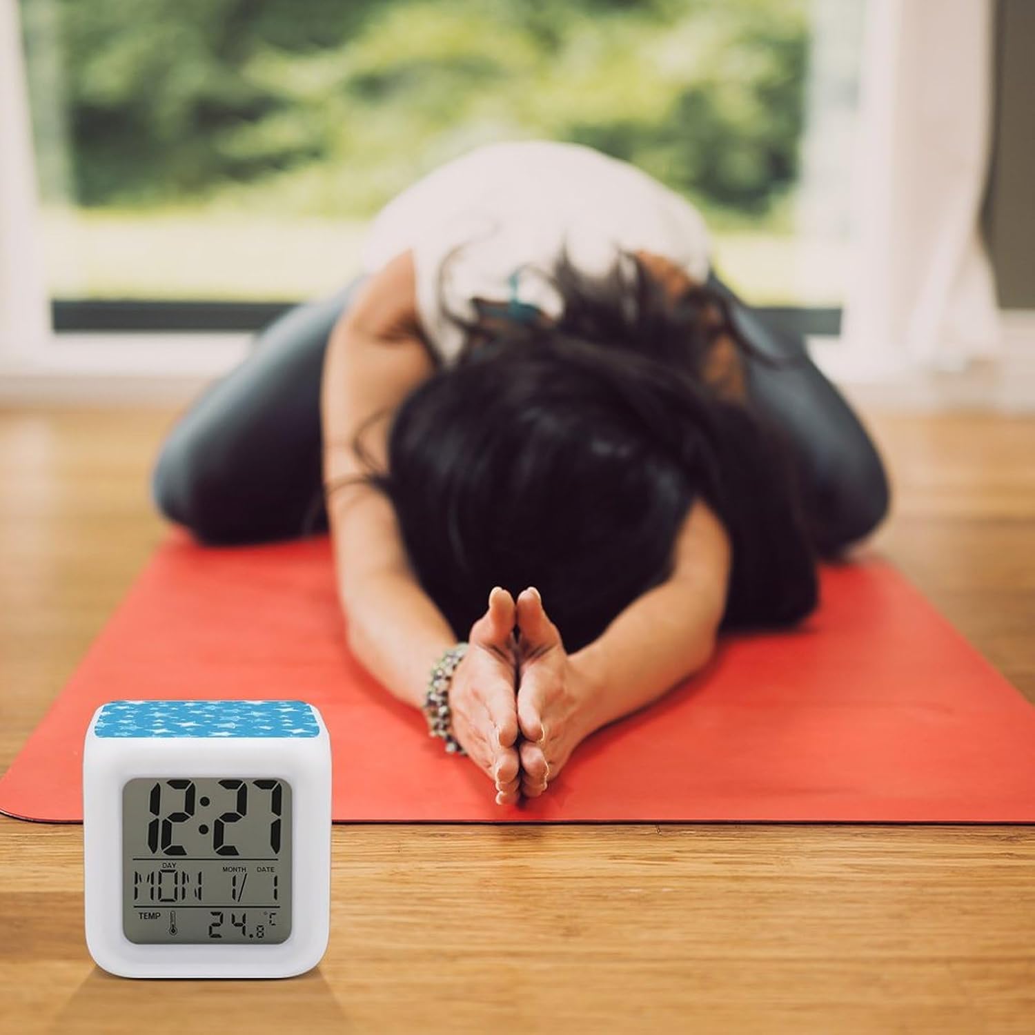 Light Blue Star Alarm Clock with 7 Color Changing Modes