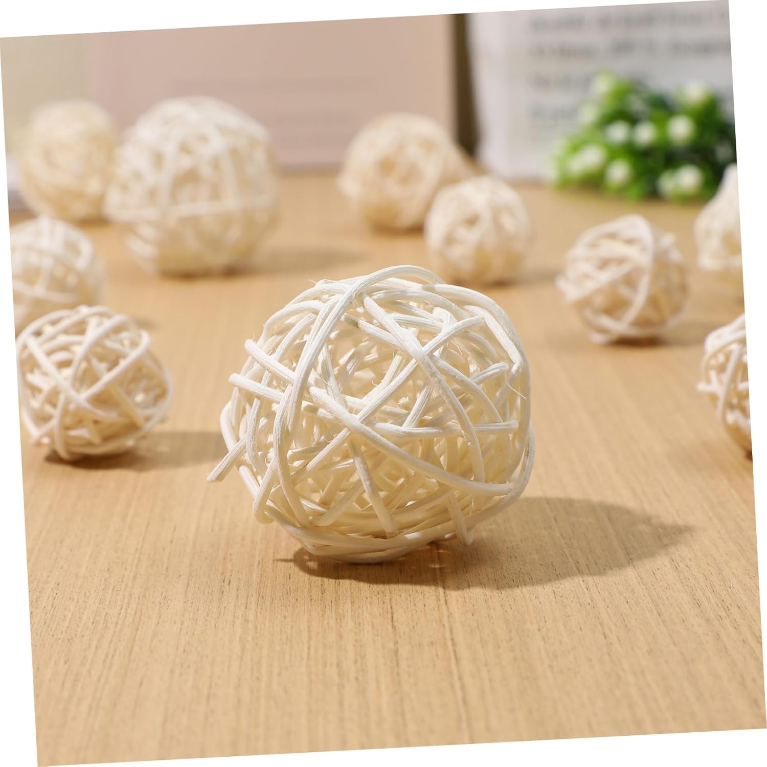 15Pcs White Rattan Ball Decorations for Wedding and Christmas