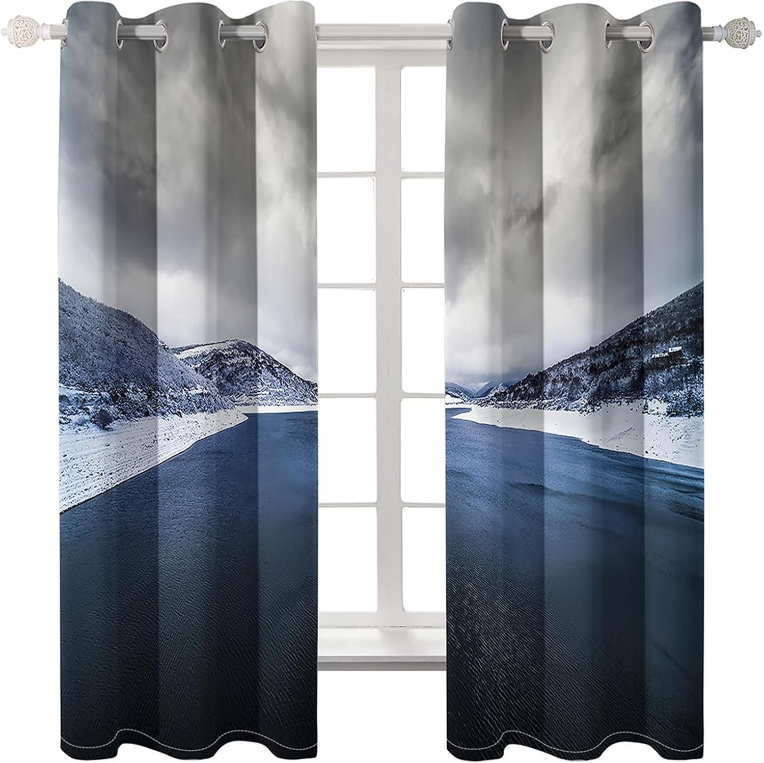 Blackout Drapes 2 Panels Set Dark Gray Living Room Curtains
