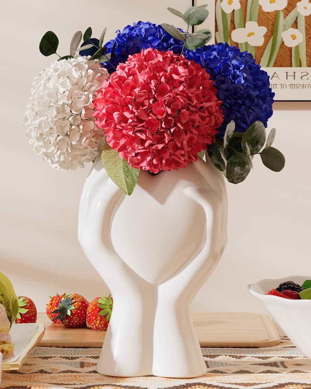 Heart Hands Love White Ceramic Vase - Small