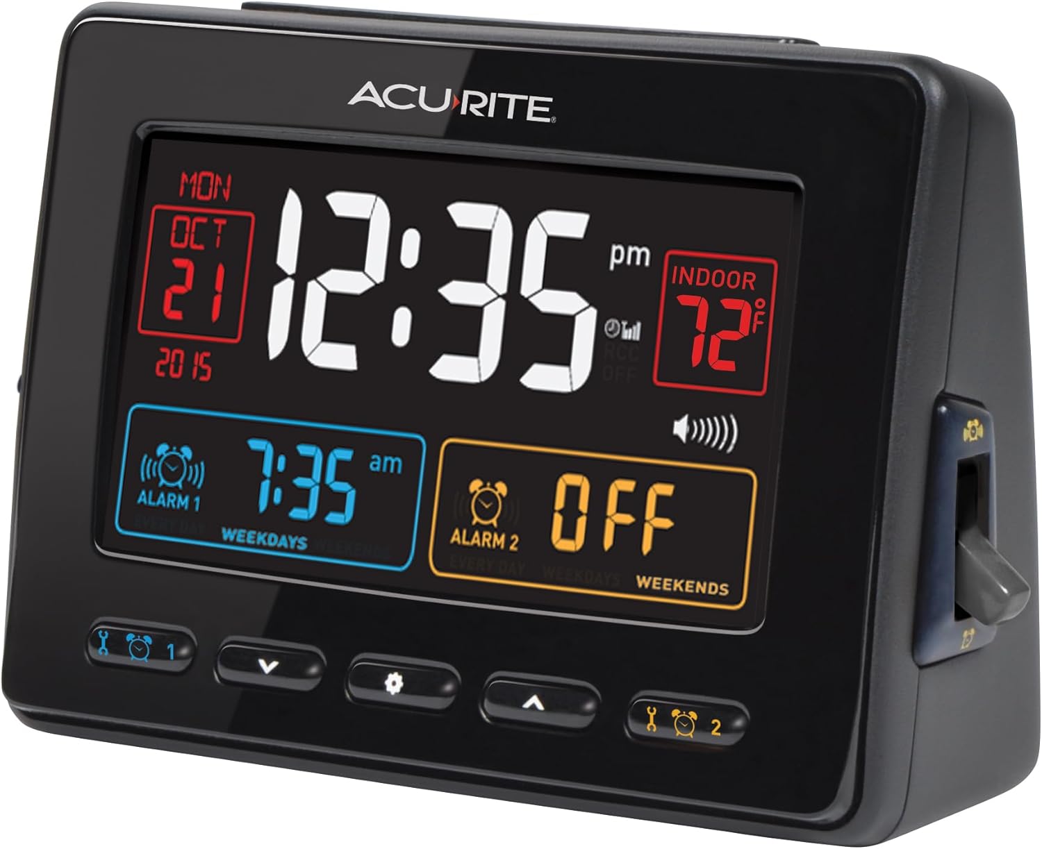 AcuRite Atomic Dual Alarm Clock with USB Charging Black