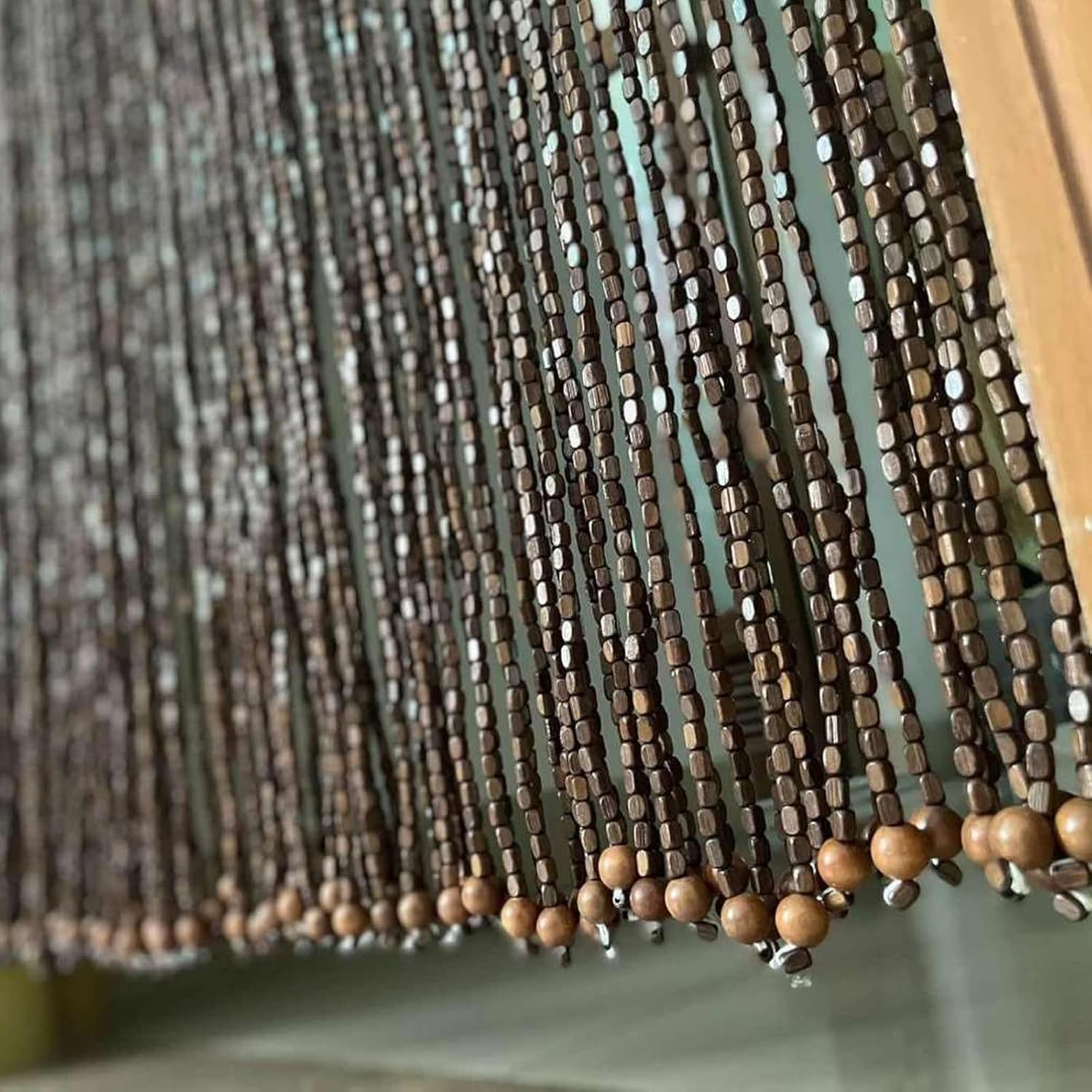 Handmade Bamboo Door Curtain with Wooden Beads