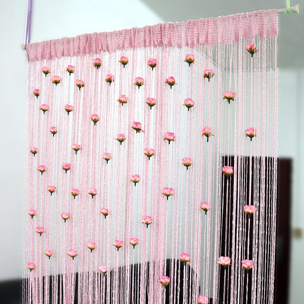 MObyat Pink Beaded Curtain Door Divider 394x787in