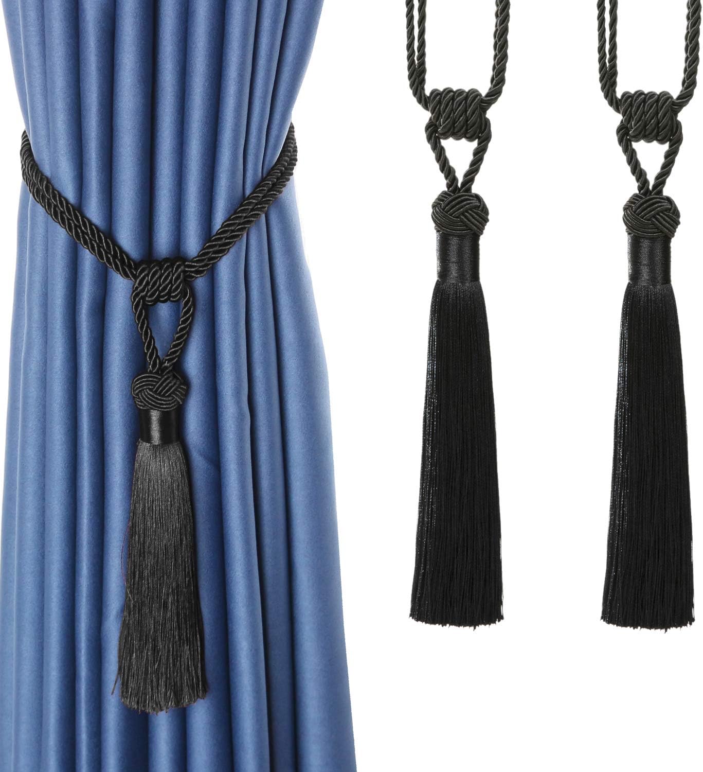 BEL AVENIR Curtain Tiebacks 2 Pack Black Holdbacks