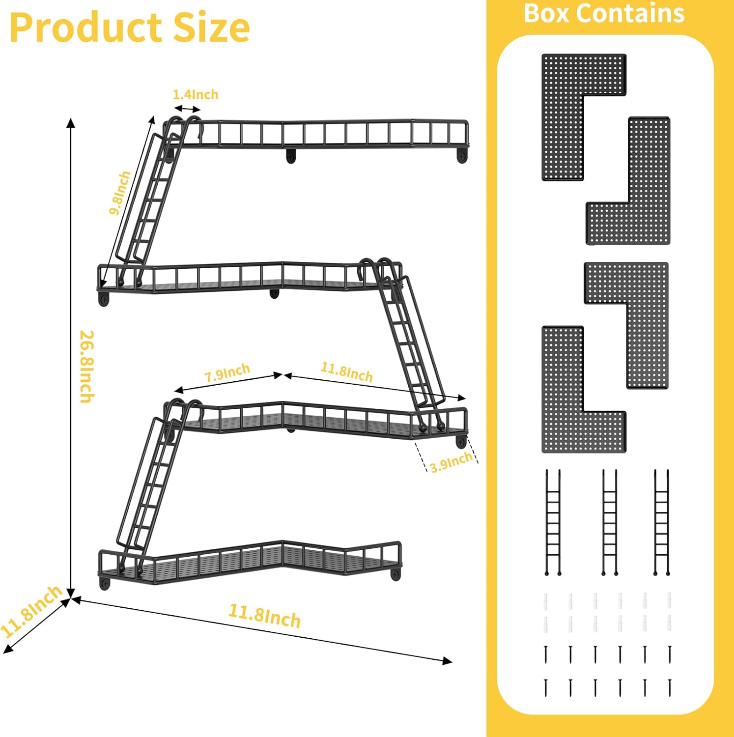 Fire Escape Wall Shelf 4 Tier Metal Corner Display