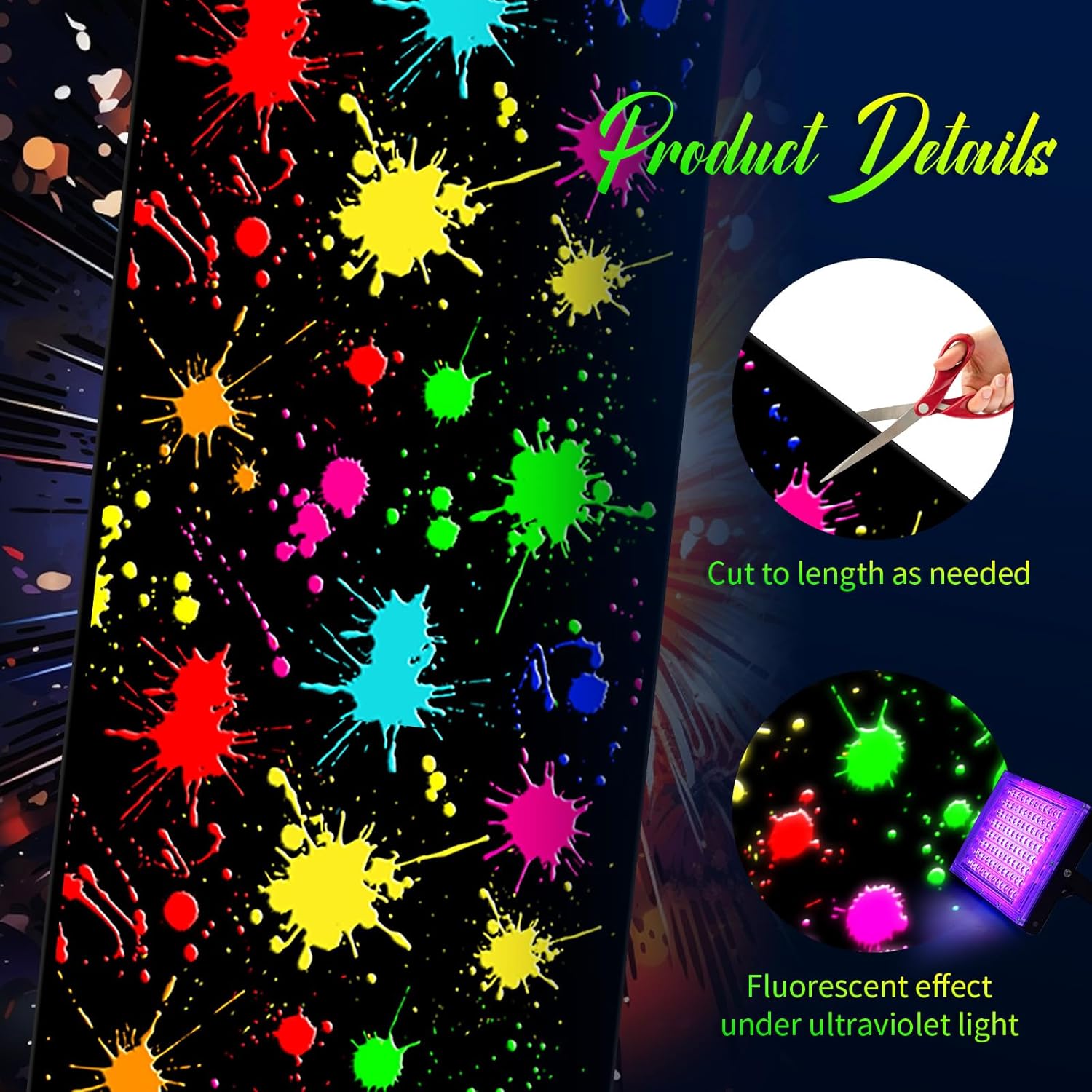 Haull Neon Dance Floor Glow in the Dark Runner UV Reactive Blacklight Party Decor