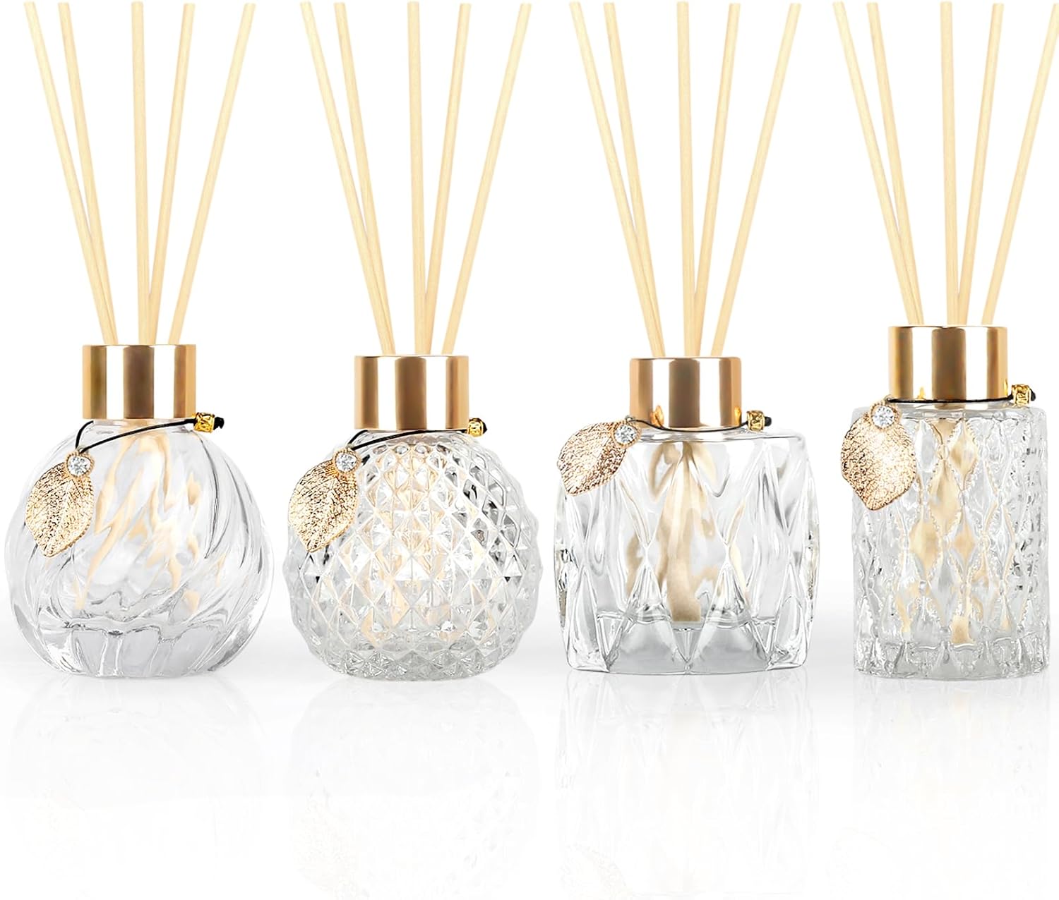 4-Piece Reed Diffuser Set with Gold Decor