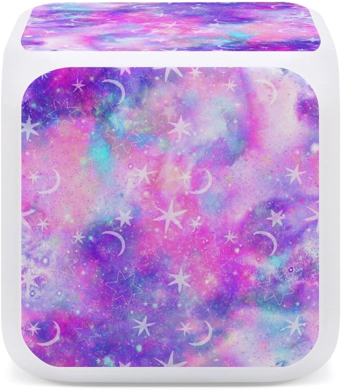 Oyihfvs Purple Pink Galaxy Stars and Crescent Moons Digital Alarm Clock