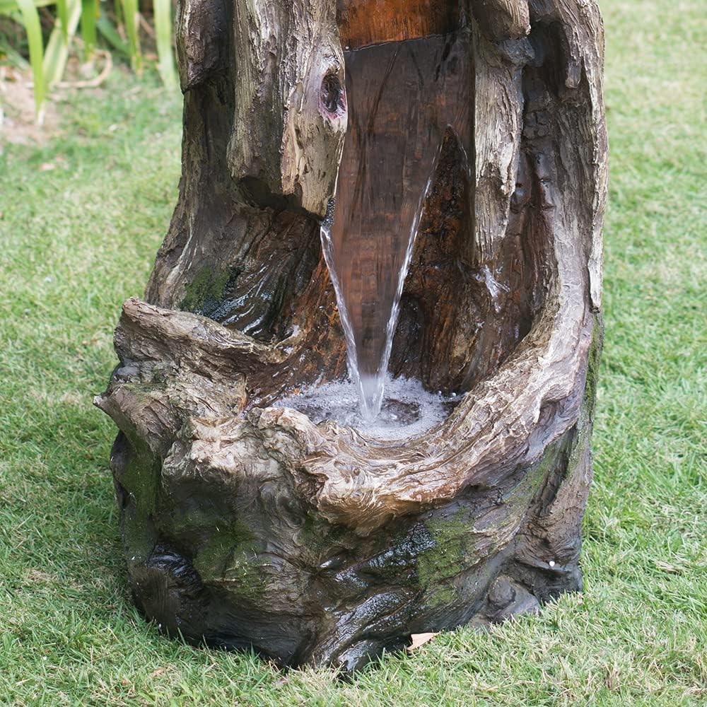 Kinsive Tree Trunk Fountain with Light for Indoor Outdoor Use