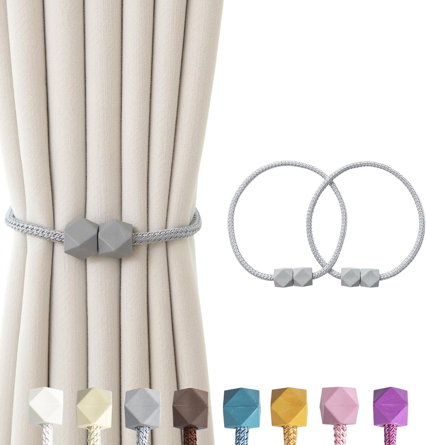Magnetic Curtain Tiebacks with Thick Twist Rope