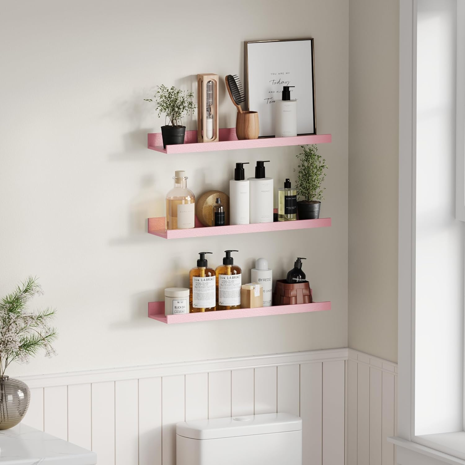 Upsimples Pink Floating Wall Shelves 6 Pack