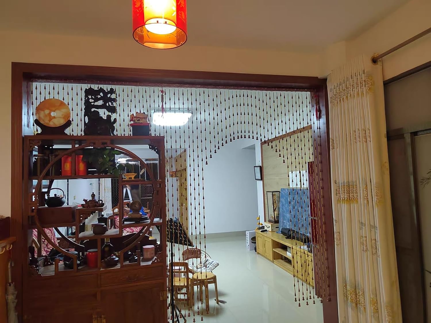 NEVKA Hanging Room Divider Wooden Bead Curtains for Doorways