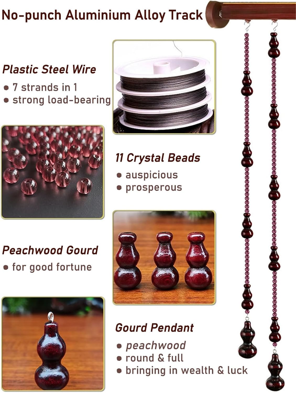 NEVKA Wooden Bead Curtain for Doorways and Windows