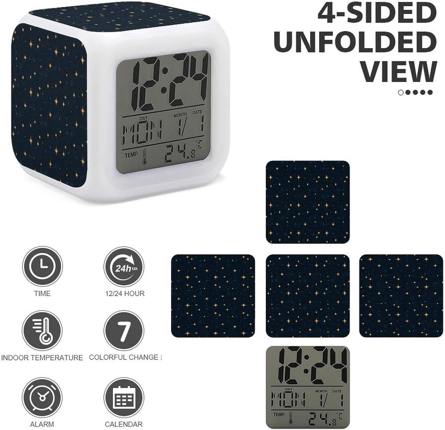 Novastar Digital Alarm Clock with 7 Color Night Light 1