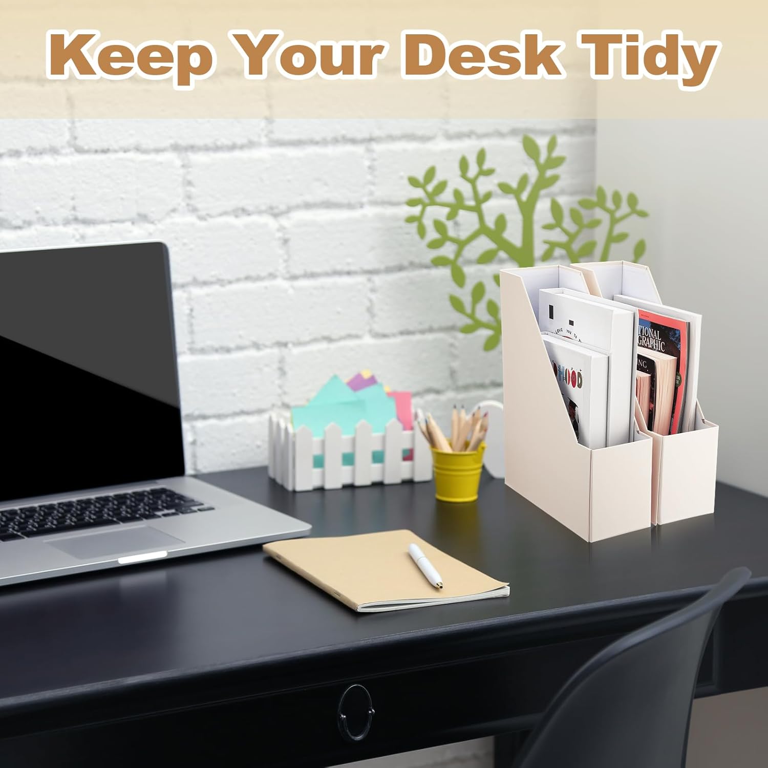 5 Pack Magazine File Holder Vertical Desk Organizer Beige