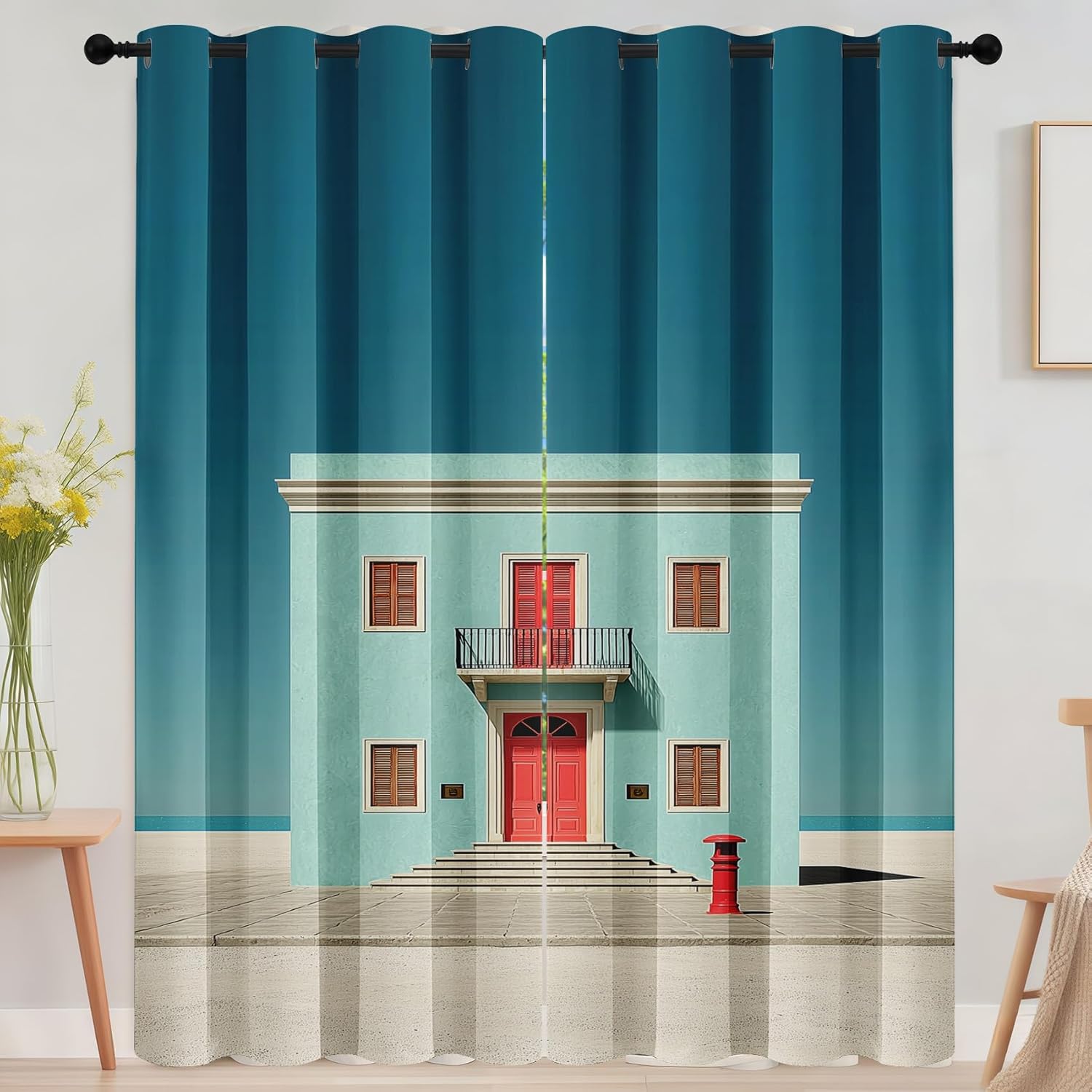 European Doorway Curtains with Grommet 2 Panel Set
