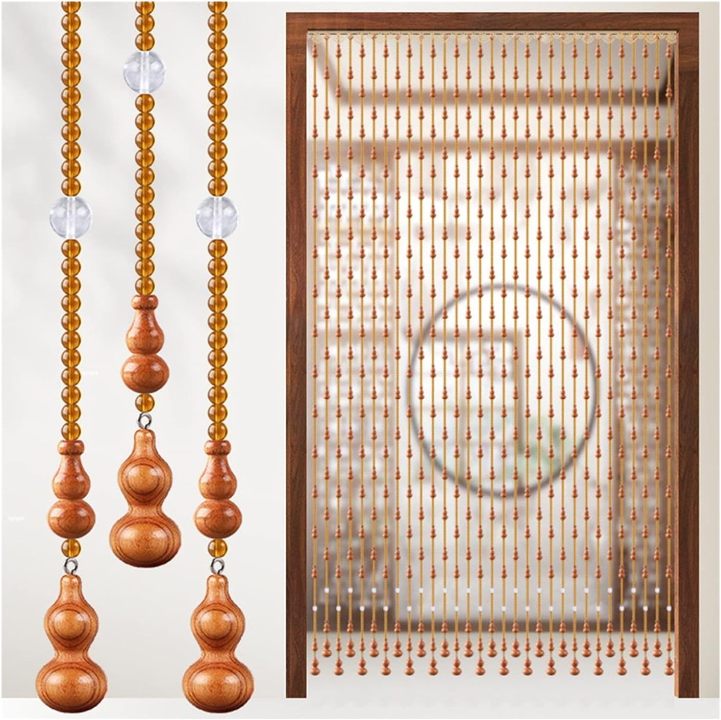 Pengfei Beaded Curtain Natural Wood Door Divider