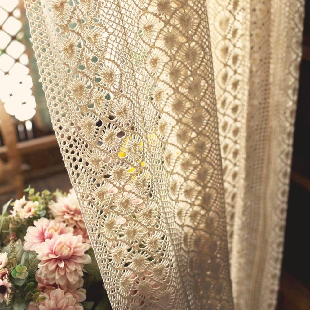 Yunsurey Rustic Crochet Curtain Panel 1 Piece