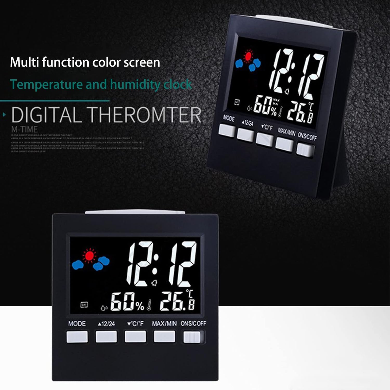 Lovskoo Digital Clock Alarm with Colorful Screen and Weather Display