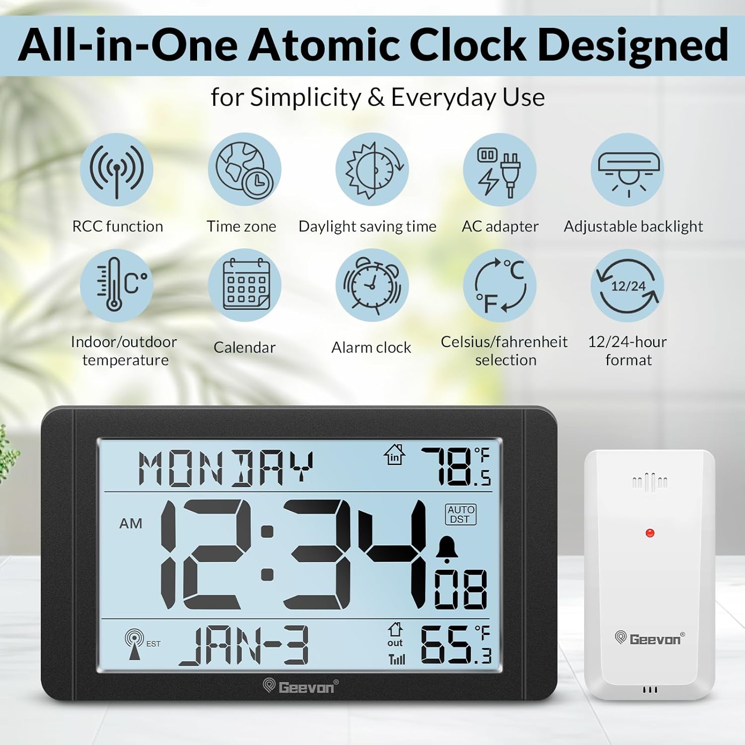 Geevon Atomic Clock with Temperature Display