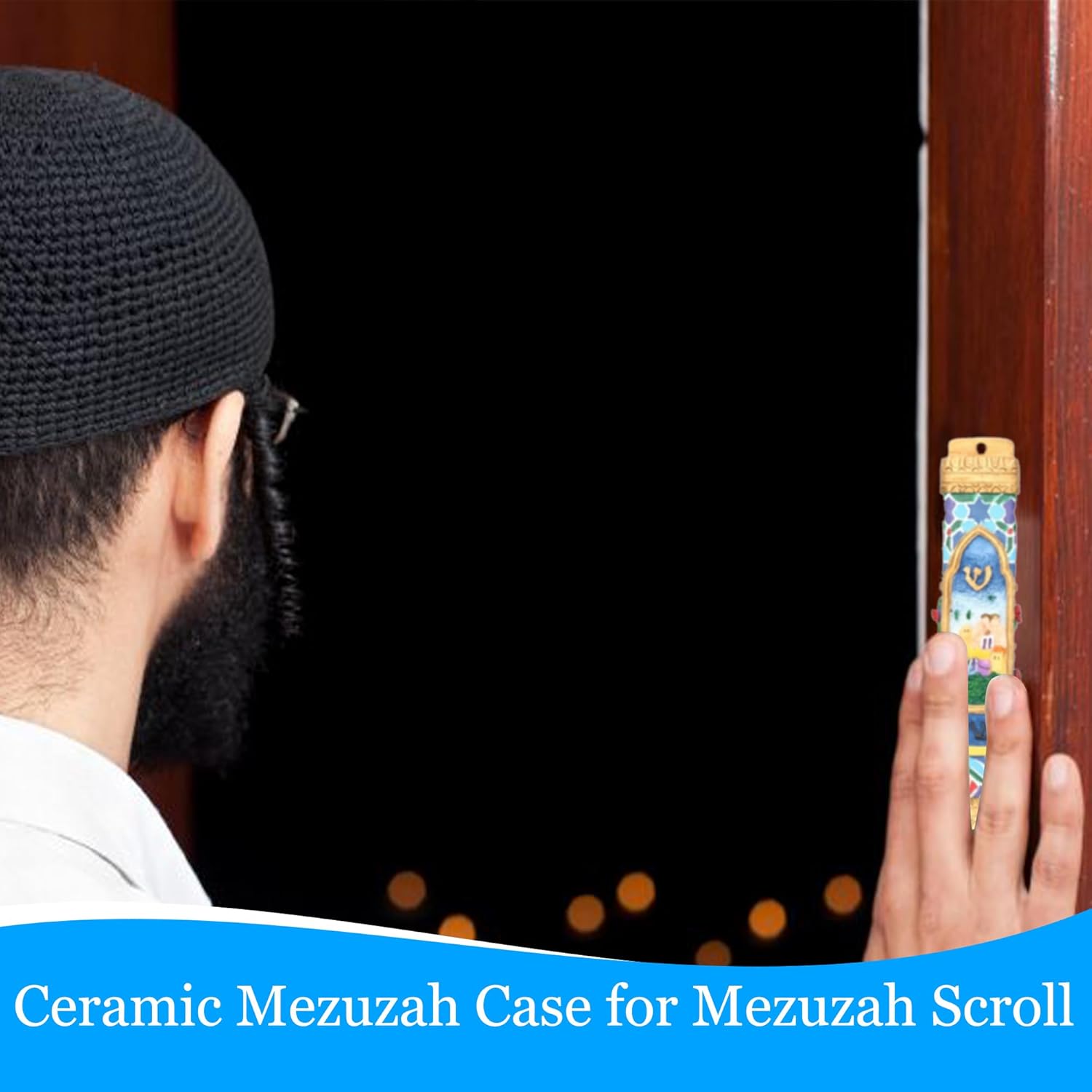 Majestic Giftware 4 Inch Ceramic Mezuzah Case with Mountains Design