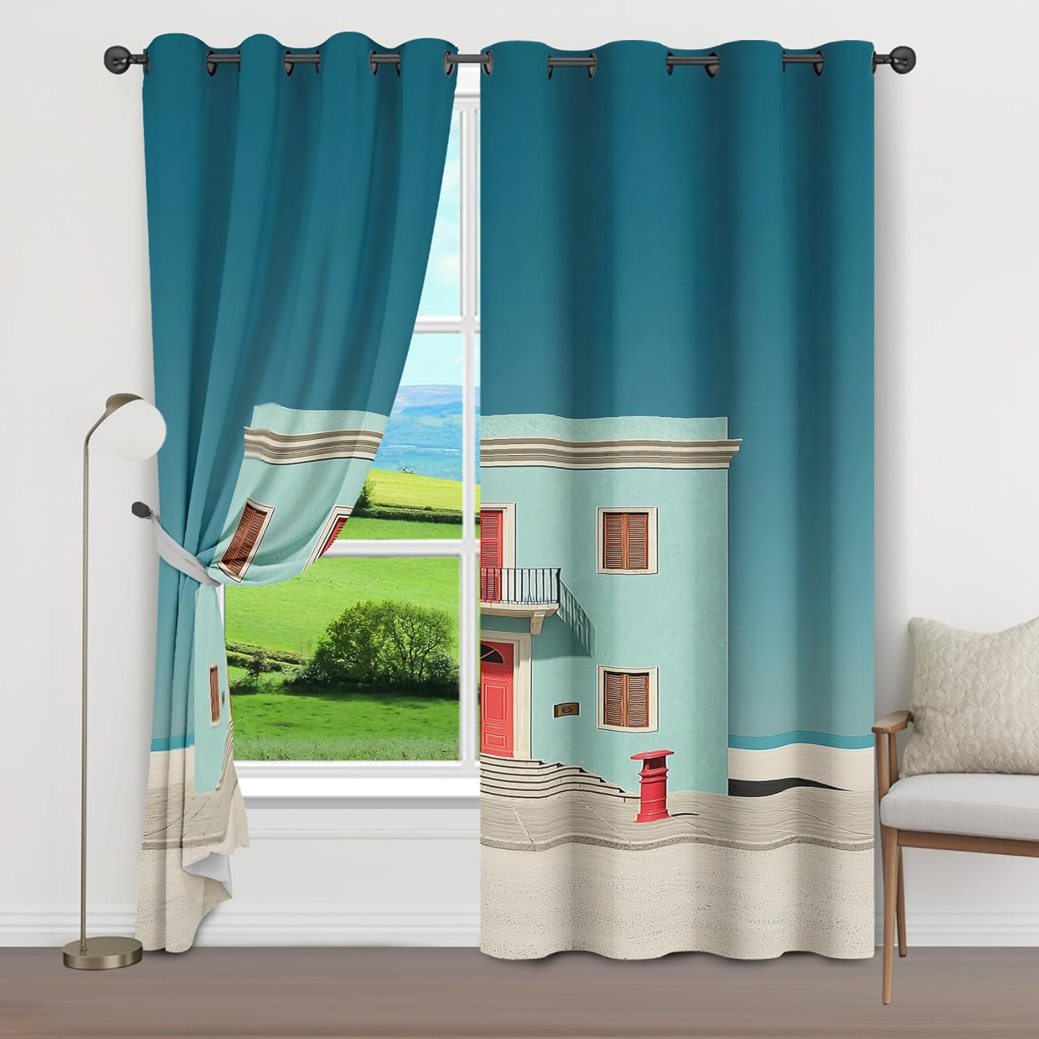 European Doorway Curtains with Grommet 2 Panel Set