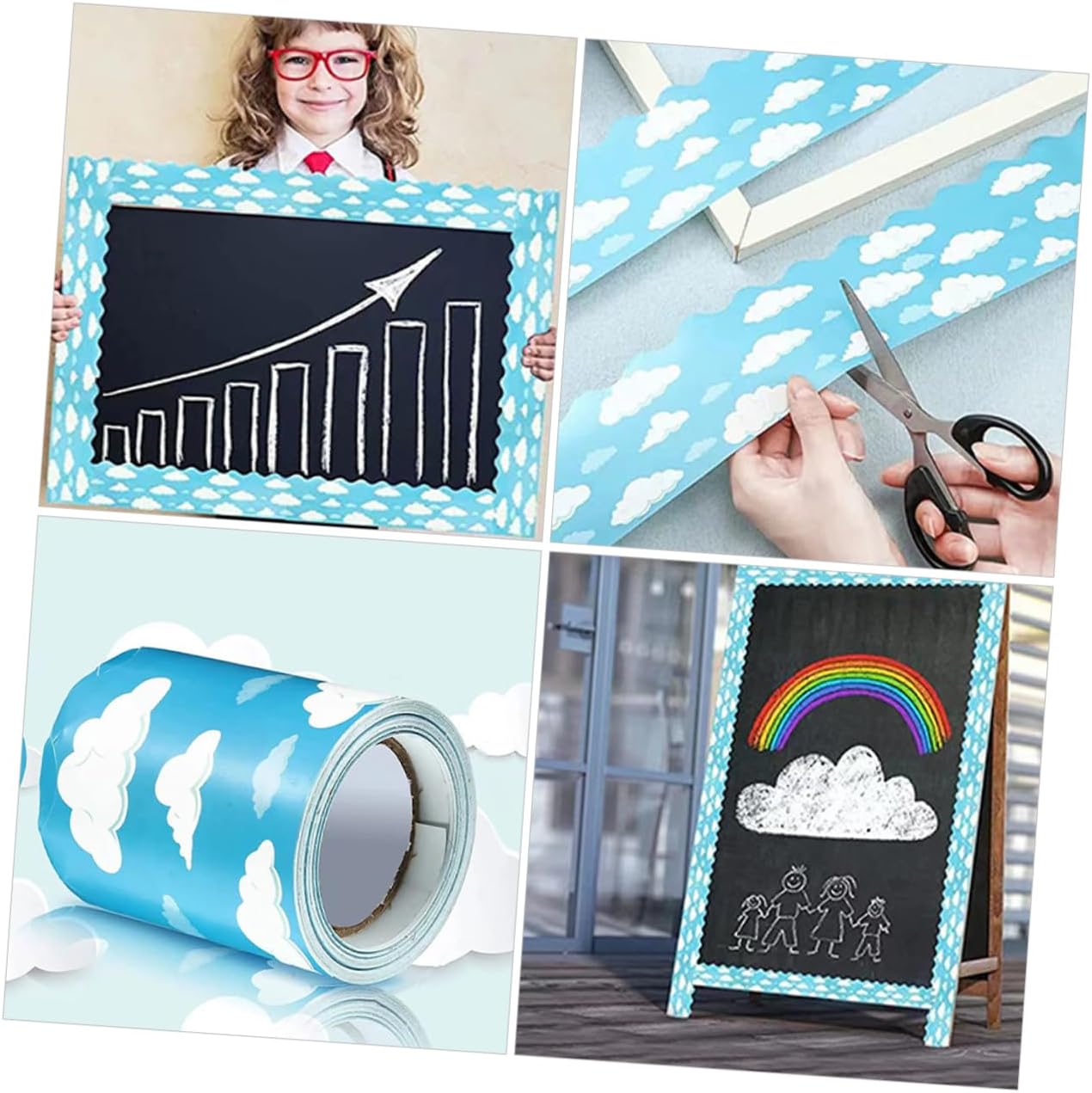 Zerodeko Cloud Pattern Bulletin Board Border Sticker Classroom Decor