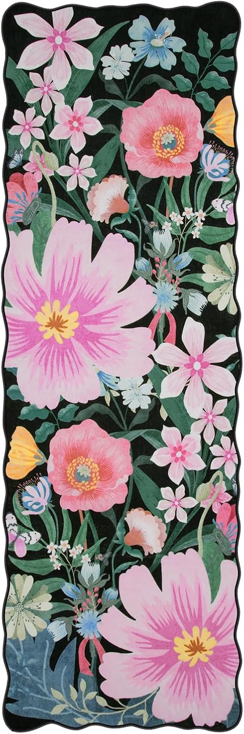 Floral 2x6 Washable Rug Runner with Non-Slip Backing