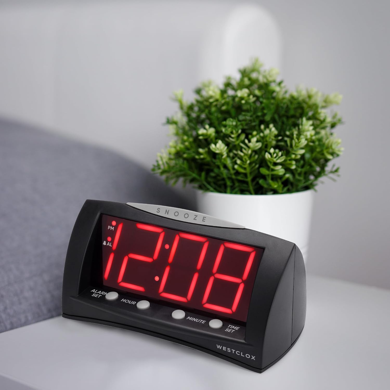 Westclox Digital Alarm Clock with Large Red LED Display and Oversized Snooze Bar