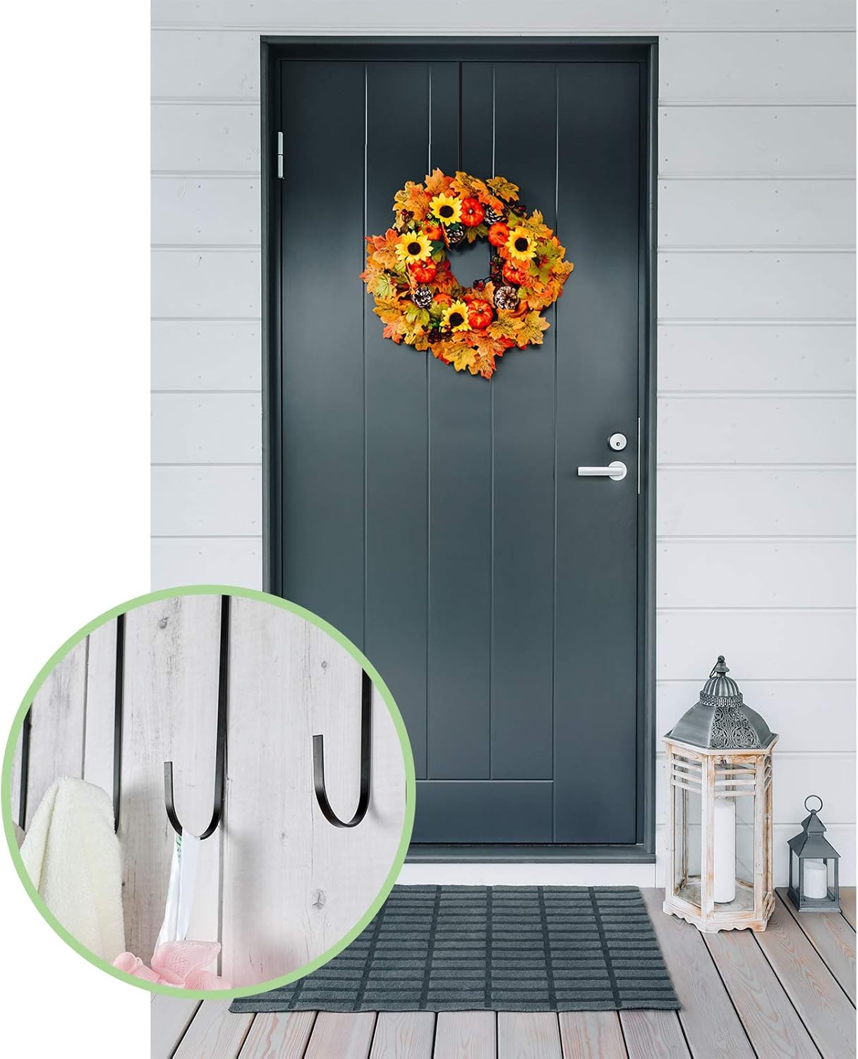 Hotop 15 Inch Steel Wreath Hanger Hook Set