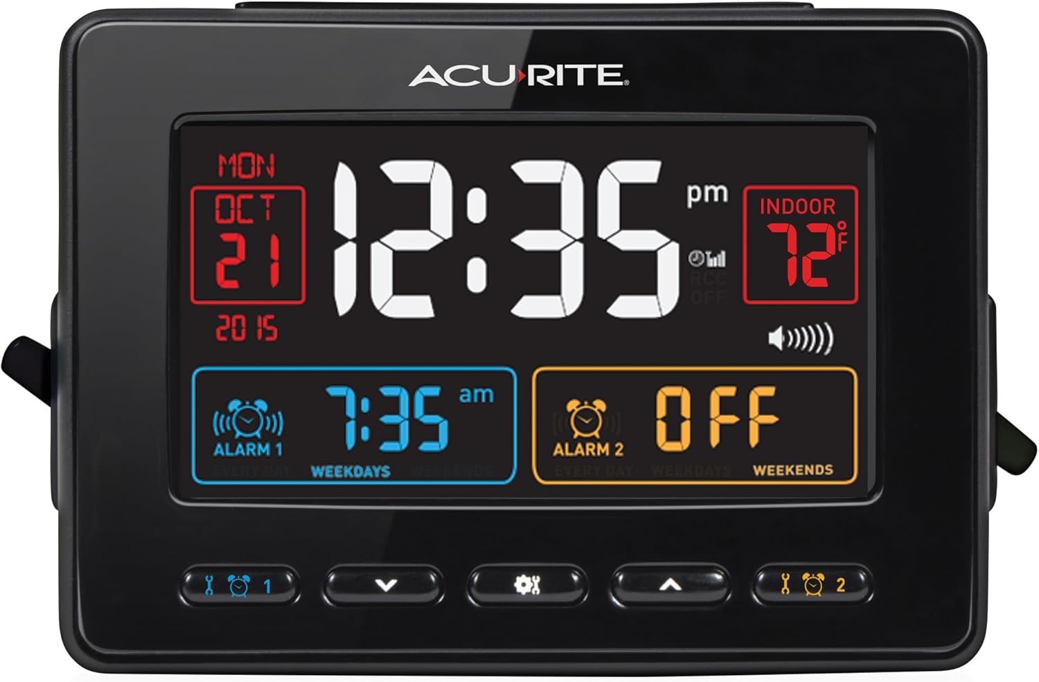 AcuRite Atomic Dual Alarm Clock with USB Charging Black