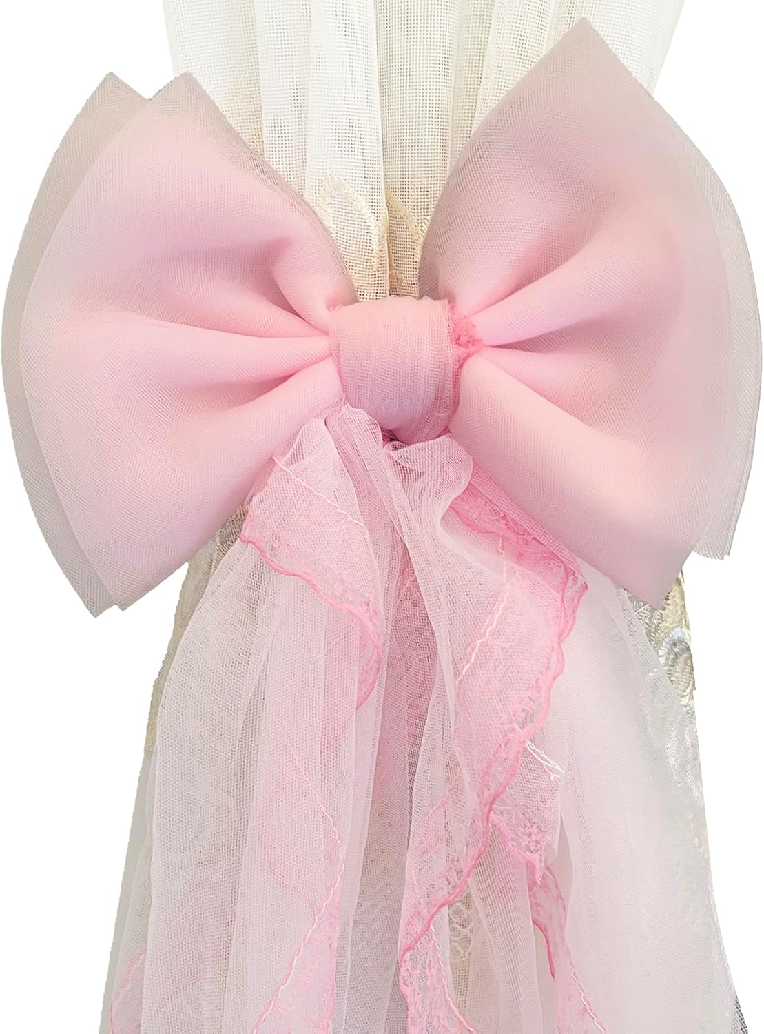 2 Pcs Pink Lace Bow Curtain Tiebacks for Home Office Decor